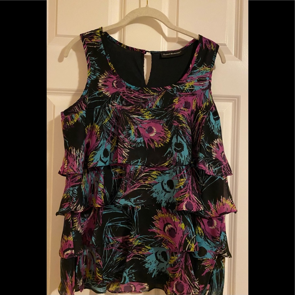 Travel Elements tank ruffled blouse.